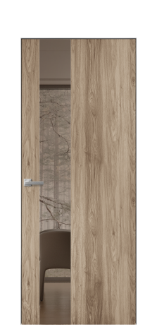 Дверь межкомнатная Ветро 14 Цвет Орех смоук Покрытие ПВХ ПОД ДЕРЕВО Наличник Скрытый короб хром Цена 41500