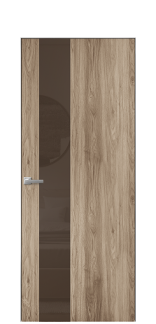 Дверь межкомнатная Vetro 14 Цвет Орех смоук Покрытие ПВХ ПОД ДЕРЕВО Наличник Скрытый короб хром Цена 41000