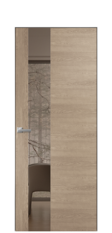 Дверь межкомнатная Vetro 14 Цвет Дуб Песочный Покрытие Шпон натуральный  Наличник Скрытый короб хром Цена 49950