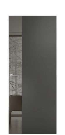 Дверь межкомнатная Vetro 19 Цвет Ясень Антрацит Покрытие Шпон крашеный  Наличник Скрытый короб хром Цена 52900