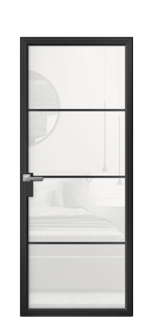 Дверь межкомнатная Фрейм 04 Цвет Черный Покрытие Алюминий  Наличник Скрытый короб Цена 65564