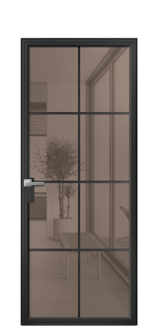 Дверь межкомнатная Frame 08 Цвет Черный Покрытие Алюминий  Наличник Скрытый короб Цена 74460