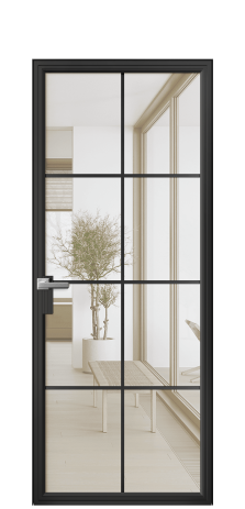 Дверь межкомнатная Фрейм 08 Цвет Черный Покрытие Алюминий  Наличник Скрытый короб Цена 65900